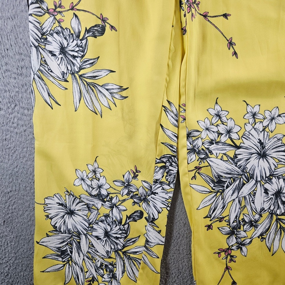 Vero Moda VMSatina Pants Yellow Floral Wide Leg Side Stripe New Size M‎ - Picture 3 of 15